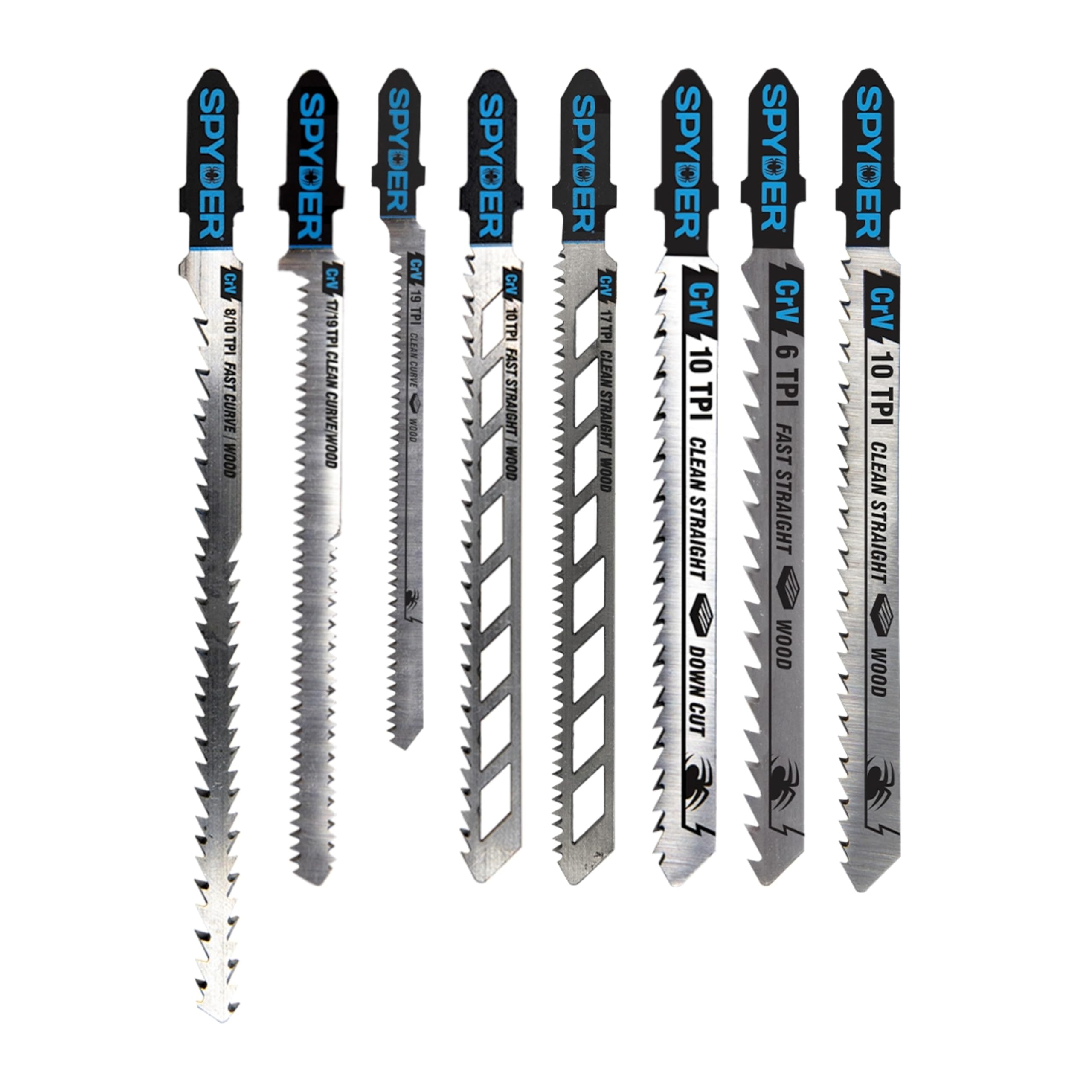 Spyder 8-Piece Jig Saw Blade Set for Wood, Skeleton, Single